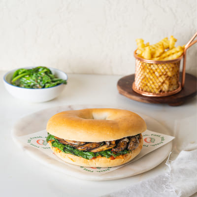 Balsemic Spinach & Mushroom Bagel