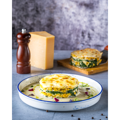 Spinach And Corn With Alfredo Sauce Lasagna