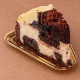 Gooey Chocolate Brownie Baked Cheesecake Slice