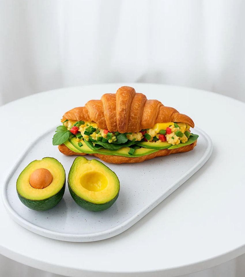 Avo Chilli Cheese Scrambled Egg Croissant