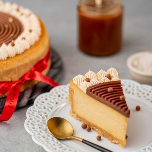 Salted Caramel Baked Cheesecake Pastry Slice