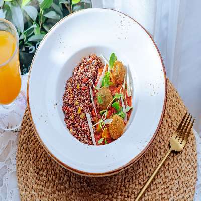 Toasted Quinoa & Eggplant Balls In Marinara Sauce