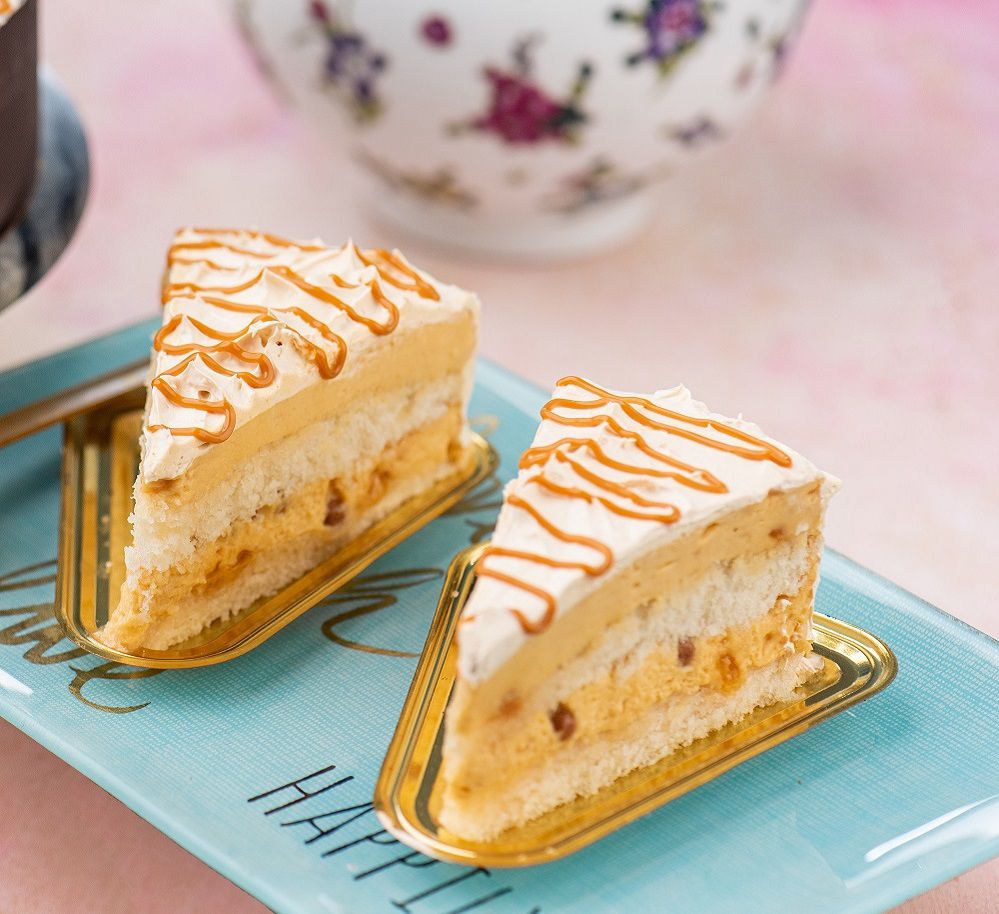 Salted Caramel Layered Cheesecake Slice