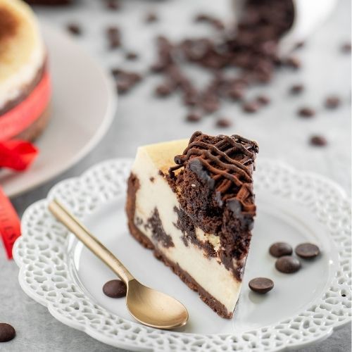 Gooey Chocolate Brownie Baked Cheesecake Pastry Slice