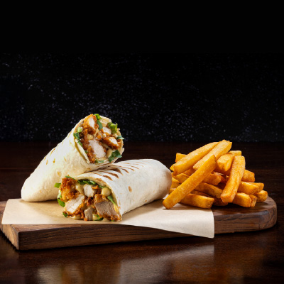 Non Veg Wraps Combo - Atomic Chicken Wrap + Fries