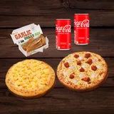 Exotic Tikka Pizza (R )+Sweet Corn Pizza(R )+Garlic Bread Stick +2 Coke