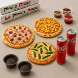 Onion Pizza (R )+Sweet Corn Pizza(R )+Capsicum Pizza(R )+Garlic Bread Stick +2 Coke