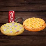 Onion Pizza(Reg)+Sweet Corn Pizza(Reg) +Choco Lava +Coke