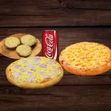 Onion Pizza(Reg)+Sweet Corn Pizza(Reg) +Cheesy Garlic Bread +Coke