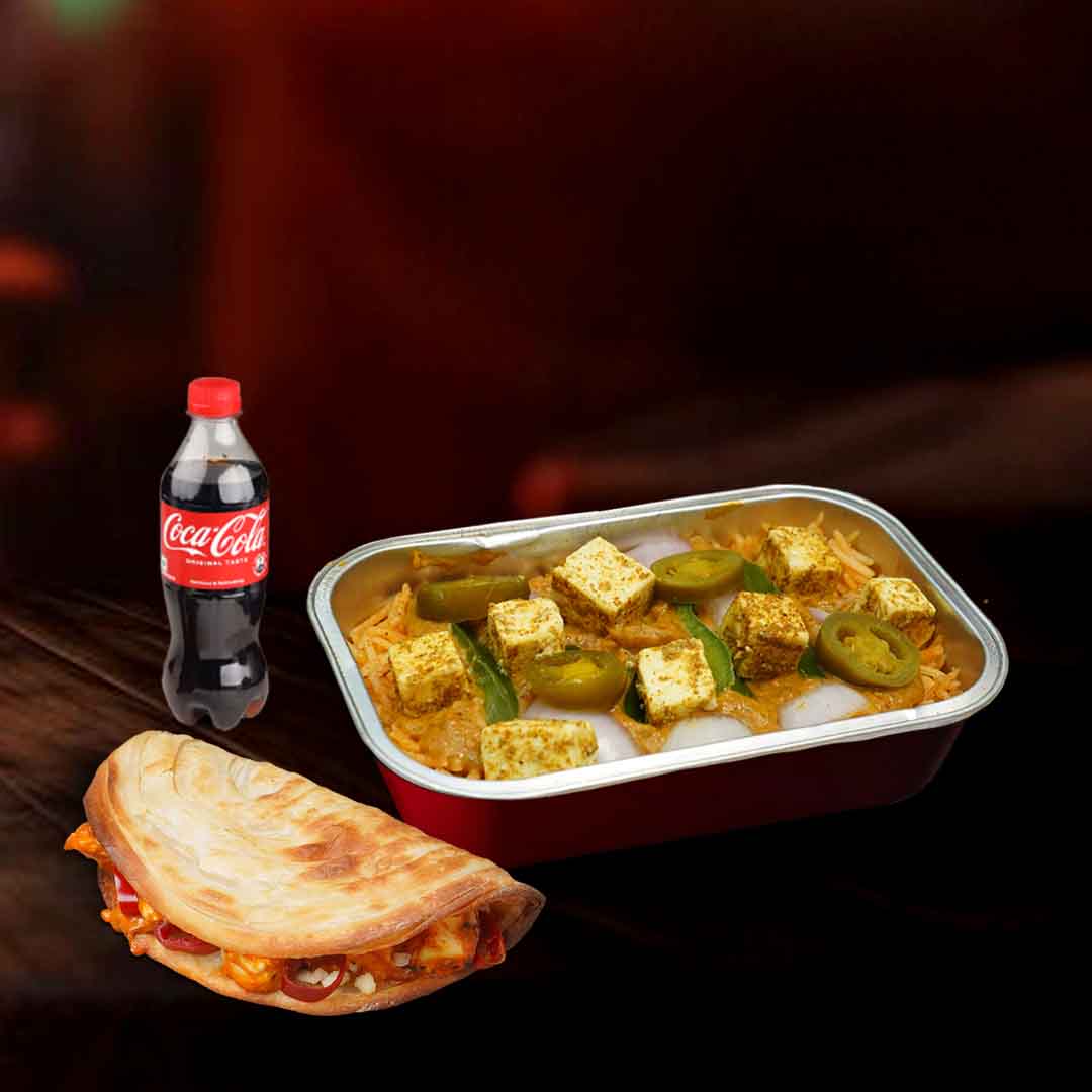 Cheesy Paneer With Korean Rice+1Pc Veg Taco+Coke