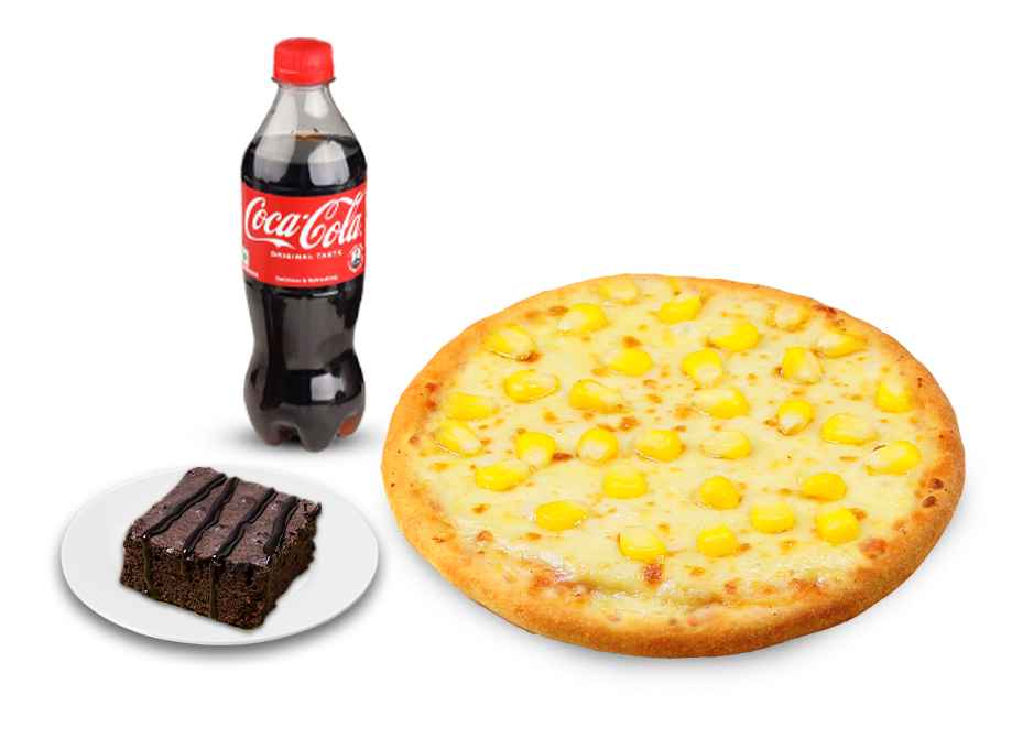 Sweetcorn Pizza+Chocolate Brownie+Coke 250ml