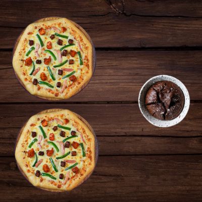 Lapinoz Chicken Pizza ( R ) ( Double Burst) + Hot Tandoori Pizza ( R )( Double Burst) + Free Chocola