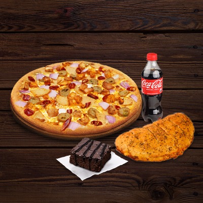 Non Veg Medium Pizza+sweet Corn Jalapeno Garlic Bread Stick+brownie+coke 250ml