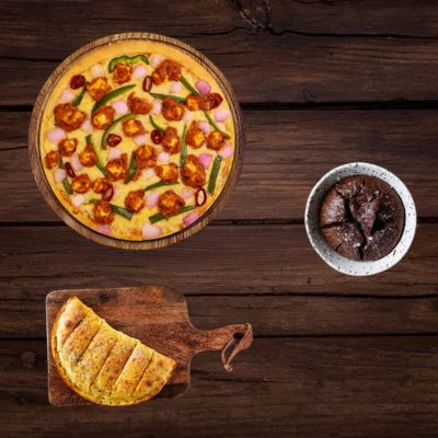 Paneer Tikka Butter Masala Pizza ( R ) + Stuffed Garlic Bread Sweet Corn + Free Chocolava