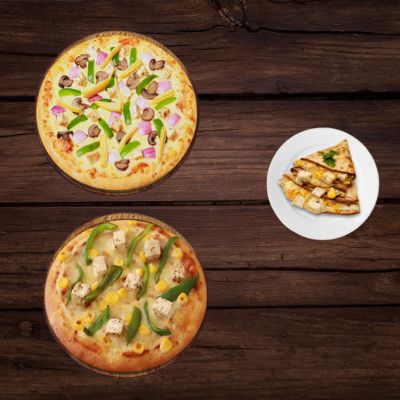 Cheese Lover Pizza ( R ) + Spring Fling + Free Quesdilla Paneer,sweetcorn & Cheese