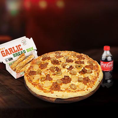 Non Veg Large Pizza + Garlic Bread Stick + Coke 250ml