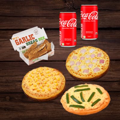 Onion Pizza+sweet Corn+capsicum Pizza+garlic Bread Stick+2 Coke