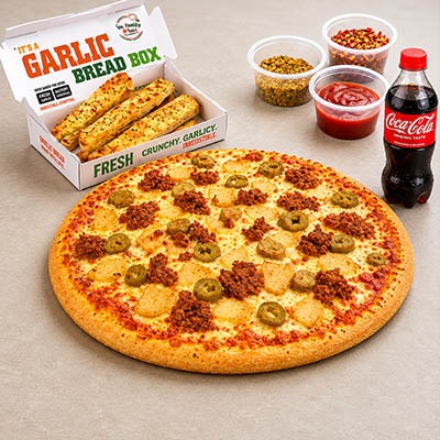 Non Veg Large Pizza + Garlic Bread Stick + Coke 250ml