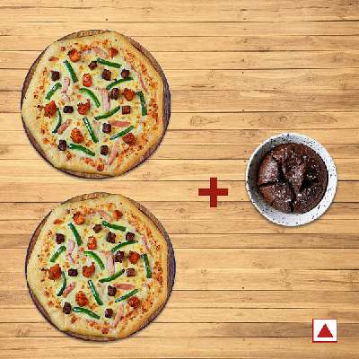 Lapinoz Chicken Pizza ( R ) ( Double Burst) + Hot Tandoori Pizza( R )( Double Burst) + Free Chocolav