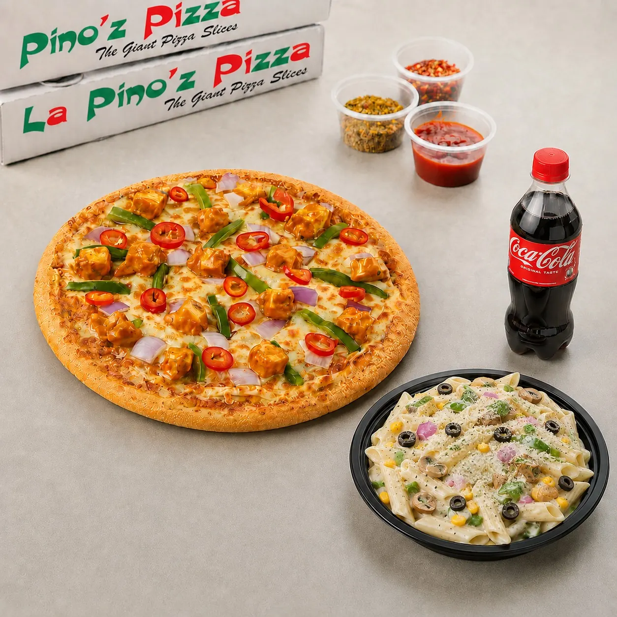 Regular Pizza +Pasta + Coke 250ml