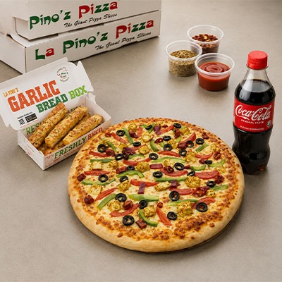 Get Any Veg Large Pizza + Garlic Bread Stick + Coke 250ml