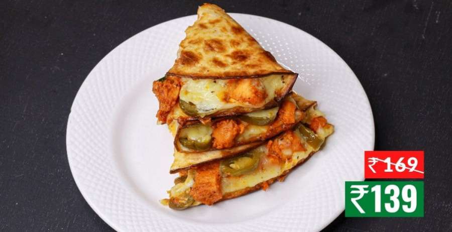 Chicken Tikka, Jalapenos & Cheese Quesadillas