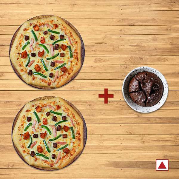 Lapinoz Chicken Pizza ( R ) ( Double Burst) + Hot Tandoori Pizza ( R )( Double Burst) + Free Chocola