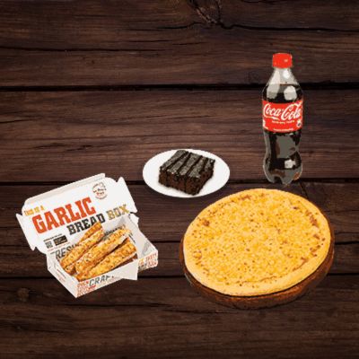 Sweet Corn Pizza (R ) + Cheezo Garlic Bread (3Pc)+ Triple Chocolate Brownie + Coke