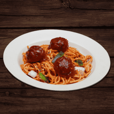 Spaghetti With Meat Balls - Rosy Red
