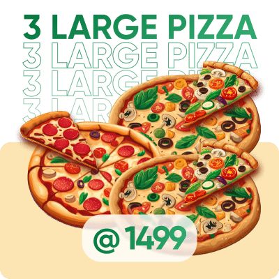 3 Large Pizza @1499