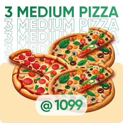 3 Medium Pizza @1099 new