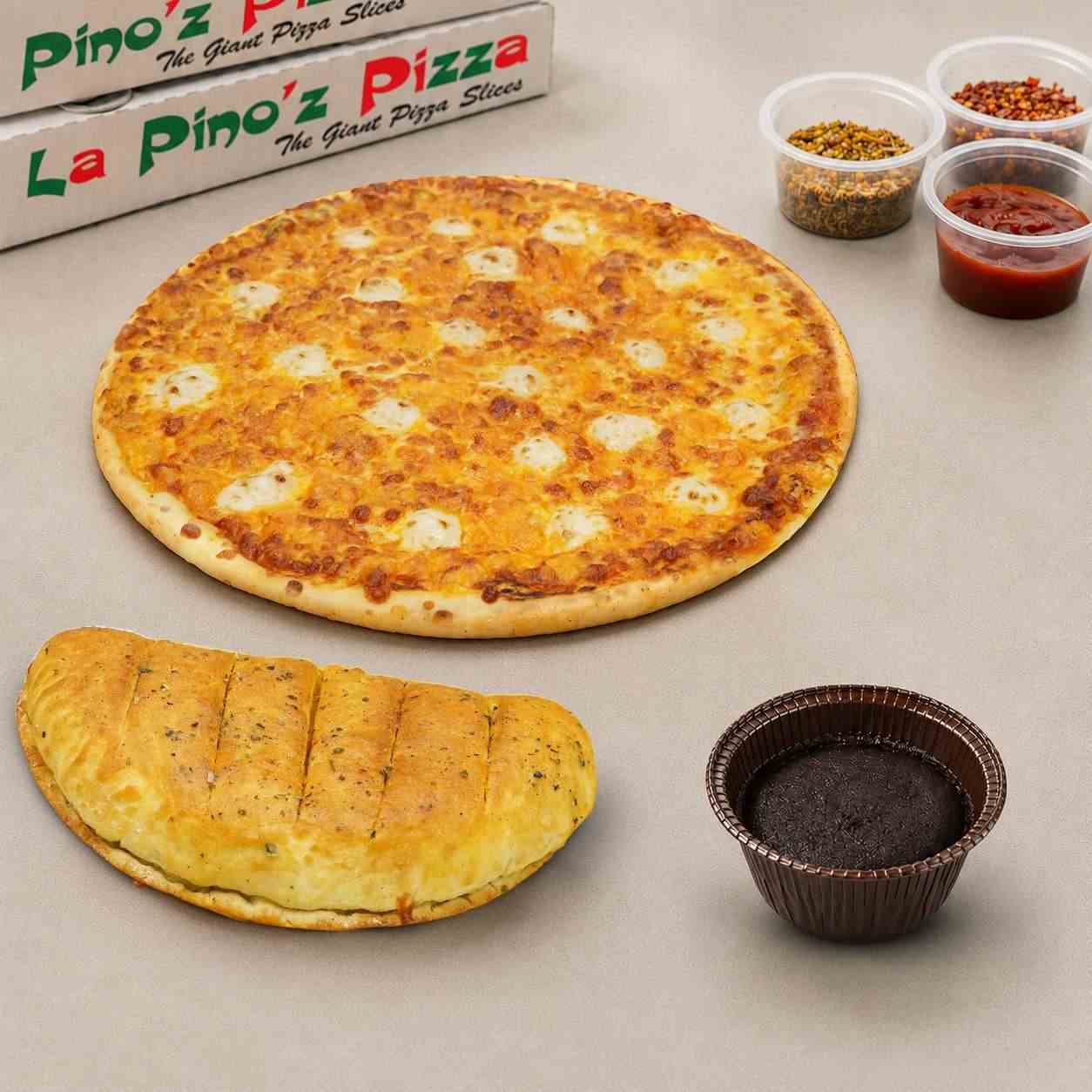 Cheesy 7 Pizza ( R ) + Paneer Tikka Stuffed Garlic Bread + Free Chocolava