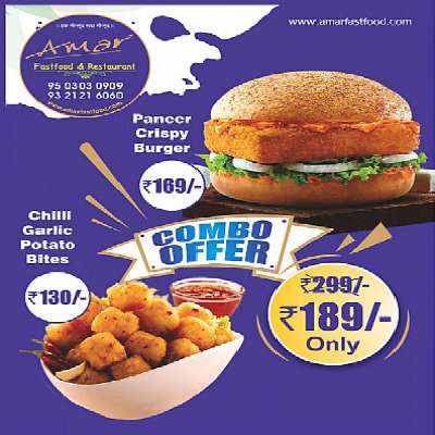 Combo - Paneer Burger And Chilli Garlic Potato Bites