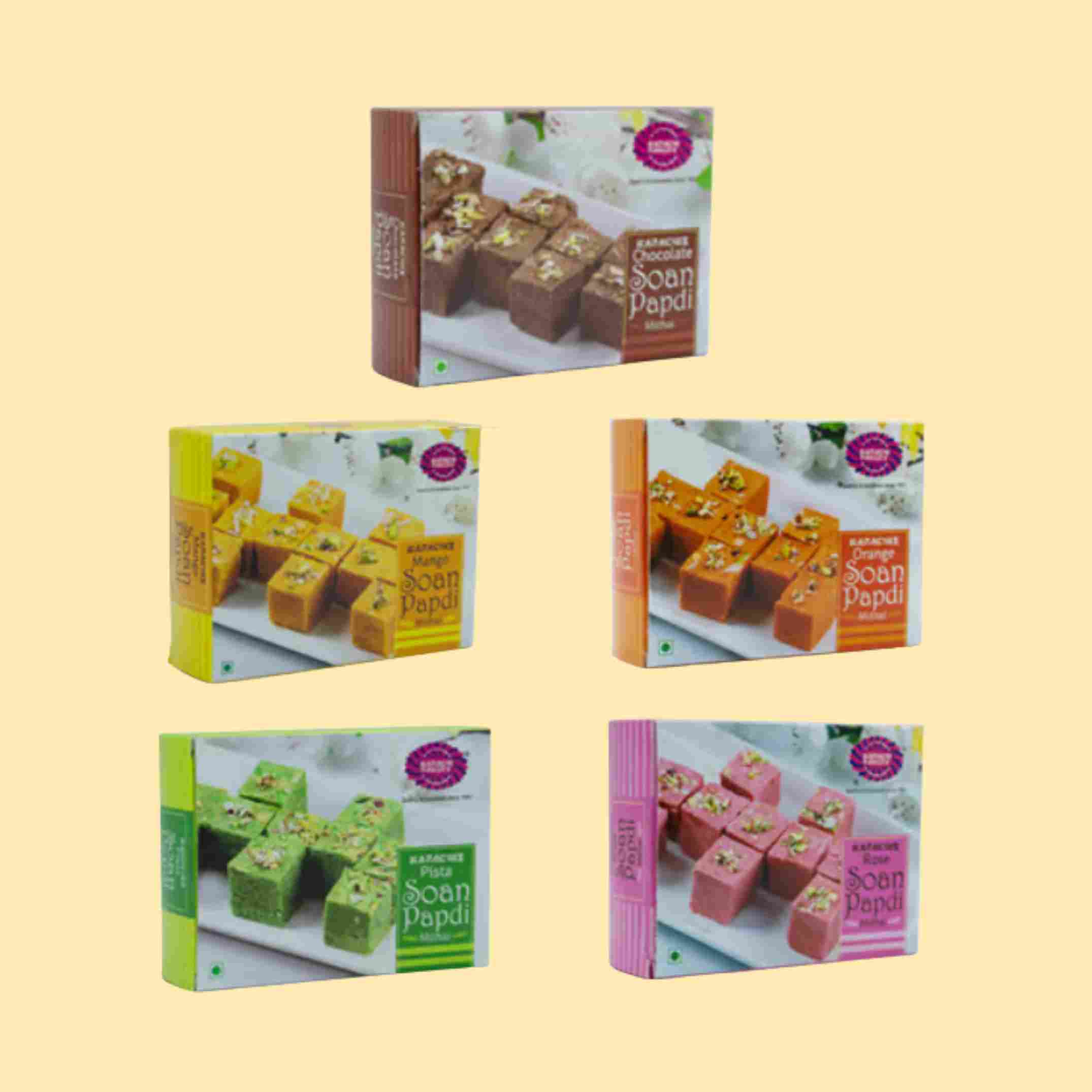 Soan Papdi Assorted Case (Mixed Flavors – Any 4) Buy 1 Get 1 Free (1 case : 40+40)