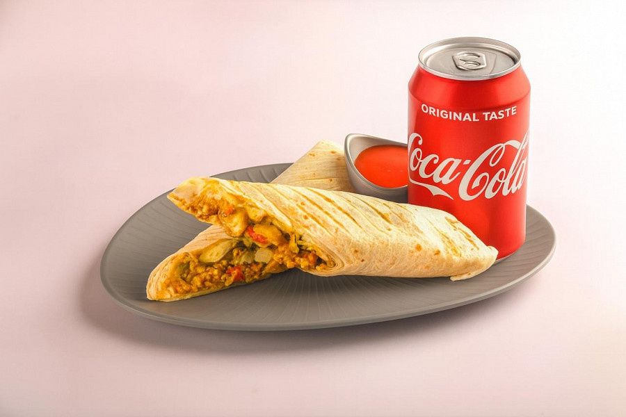 Paneer 65 Wrap With Coke
