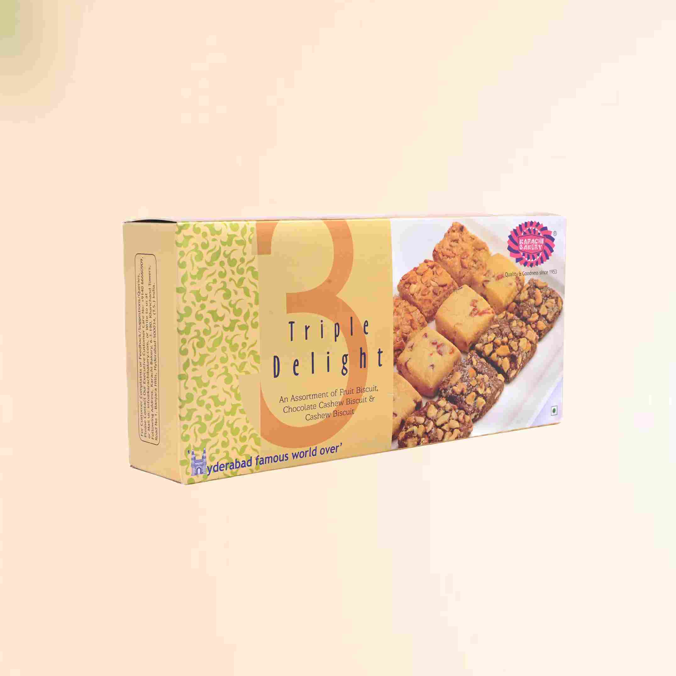 Triple Delight - Cashew , Choco Cashew & Fruit 600g Mrp 330 ( 1 Case : 21 Boxes )