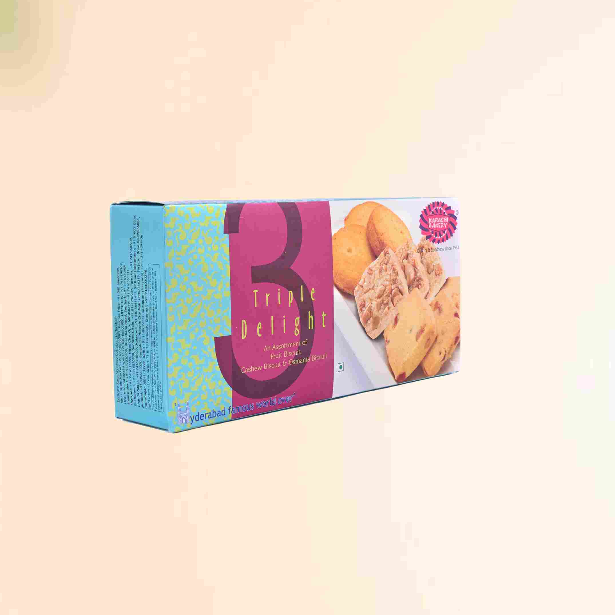 Triple Delight - Osmania, Cashew & Fruit 600g Mrp 330 ( 1 Case : 21 Boxes )