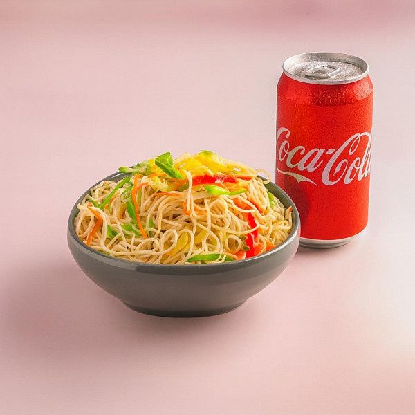 Veg Shezwan Noodles With Coke