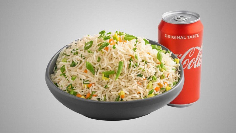 Veg Fried Rice With Coke