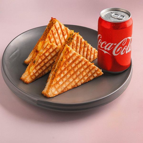 Tandoori Paneer Sandwich With Coke
