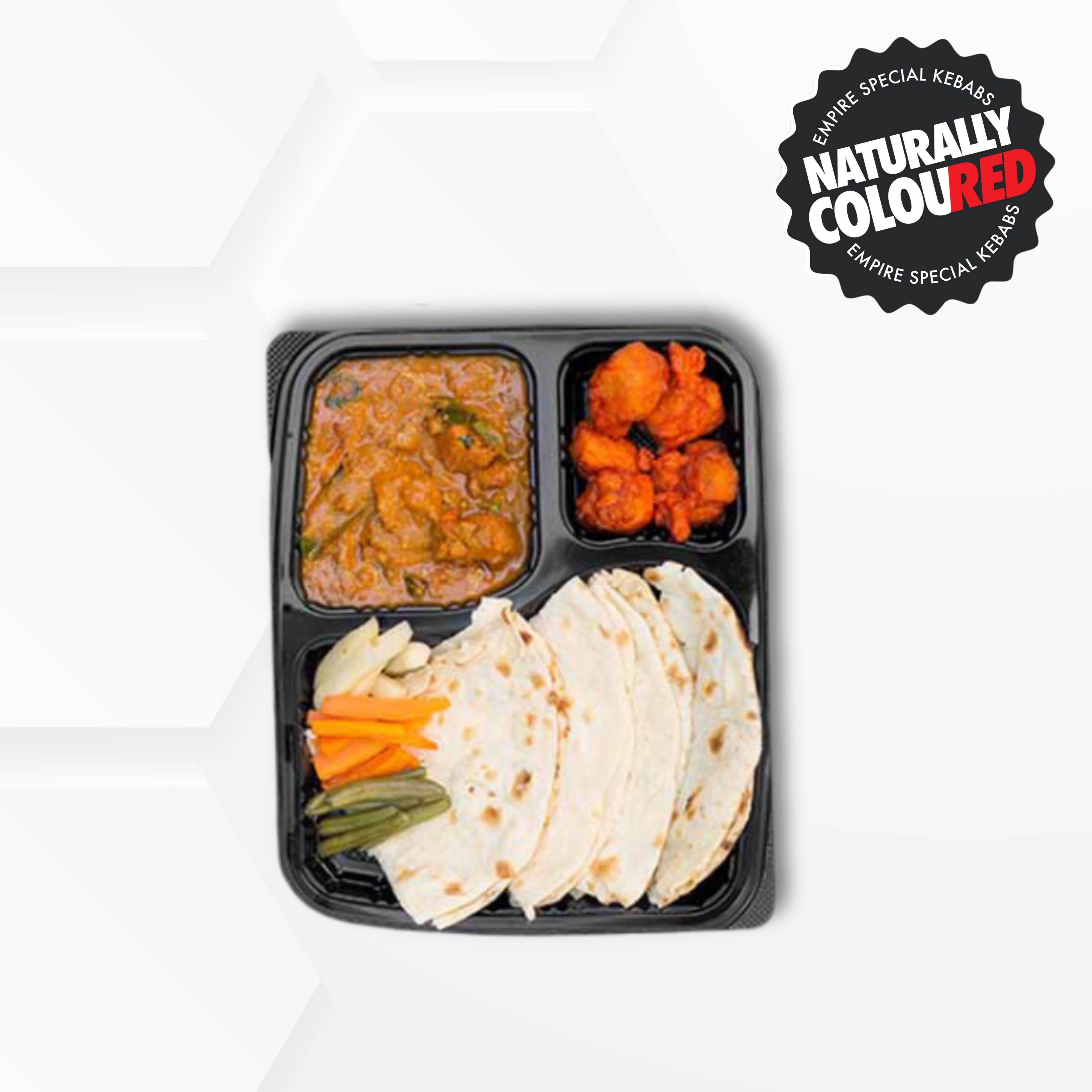 2 Naan, Hyderabadi Boneless Chicken Gravy & Popcorn Kebab