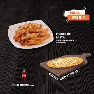 Choice Of Pasta & Cheese Garlic Bread With Coke 250ml