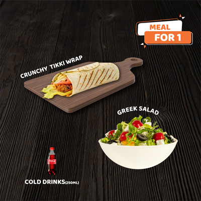 Crunchy Tikki Wrap & Greek Salad With Coke 250ml