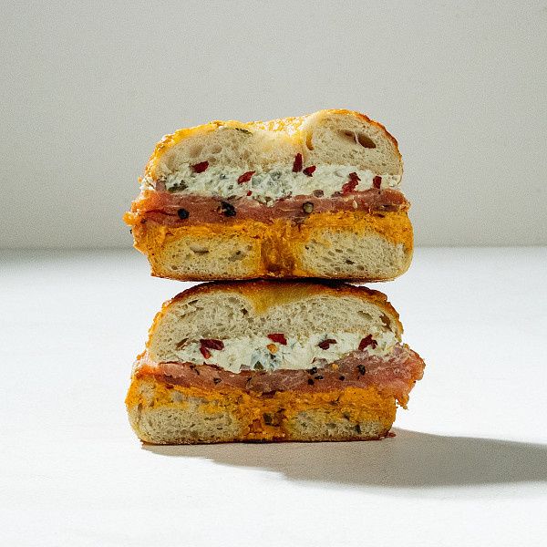 Lemon Pepper Smoked Salmon Bagel