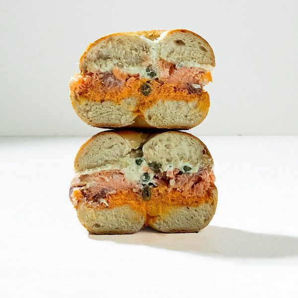 Whiskey Smoked Salmon Bagel