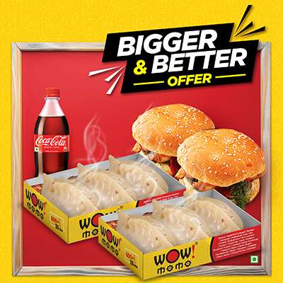 Veg Pahari Feast Steam Momo 6 Pcs + 2 Veg Moburg + 1 Coco Cola