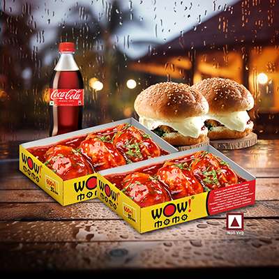 Chk PanFried Momo(Tomato Garlic)6Pc + Chicken Moburg 2P+ One250ml Coke