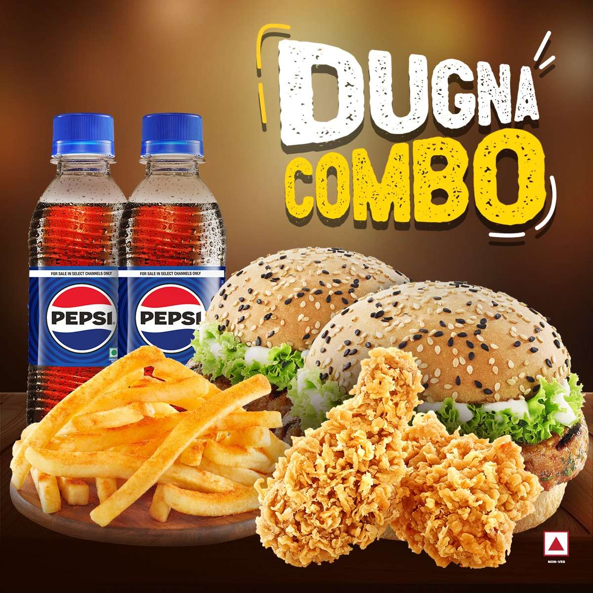 2 Peri Peri Burger + 2 Fried Chicken + 1 Large Fries + 2 Pepsi (250ml)