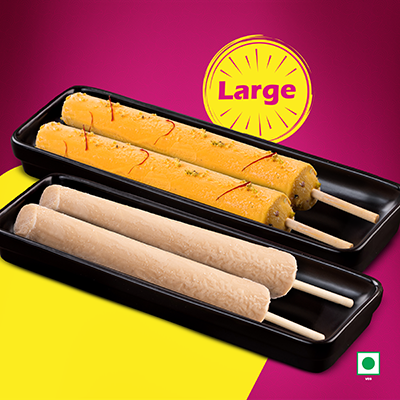 2 Pcs Stick Kulfi Kesar Pista + 2 Pcs Stick Kulfi Malai (Large)