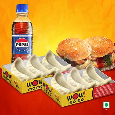 Veg Himalayan Steam Momo 6Pc + Veg Moburg 2Pc + 1 Pepsi 250ml